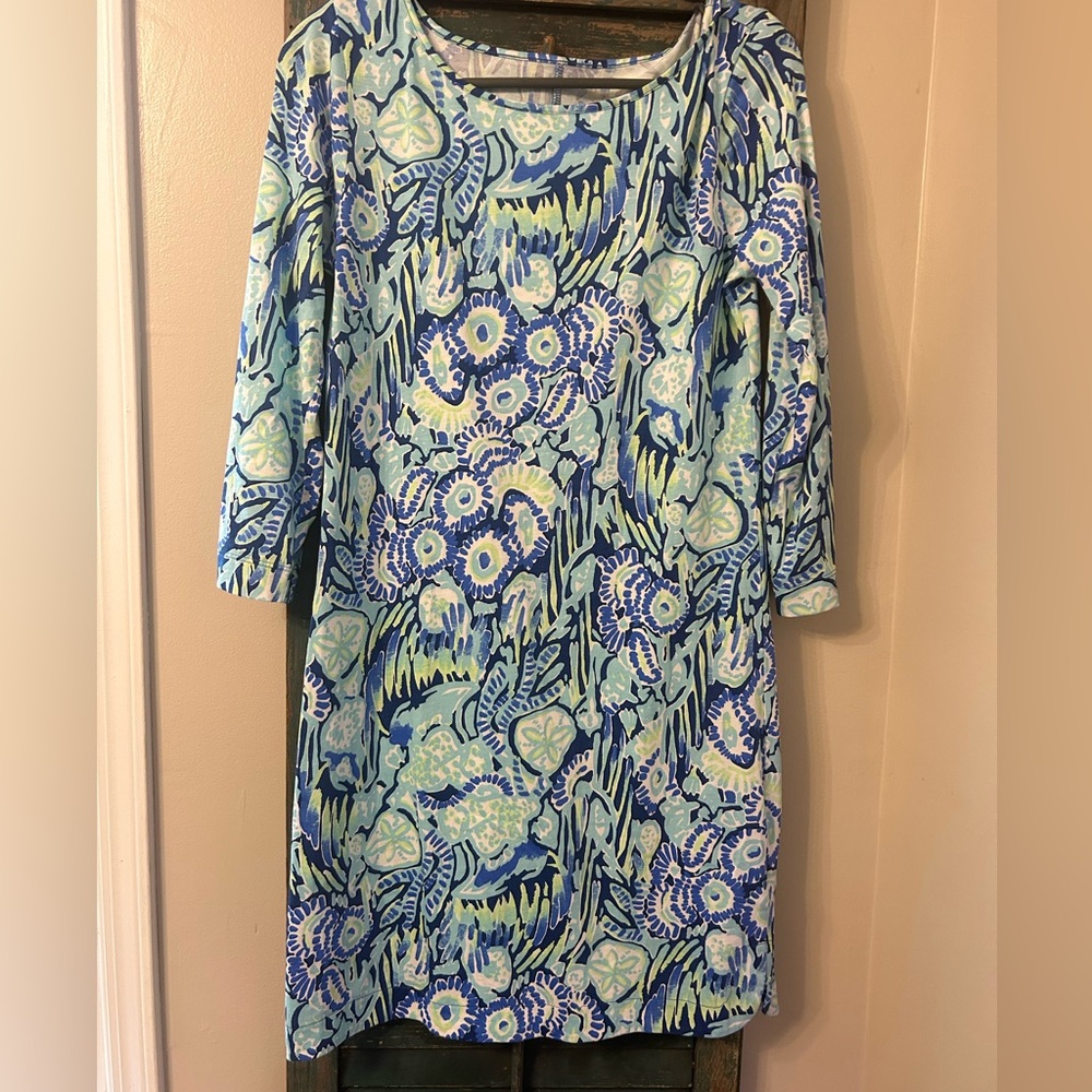 Lily Pulitzer Marlowe print shift dress indigo sunset swim